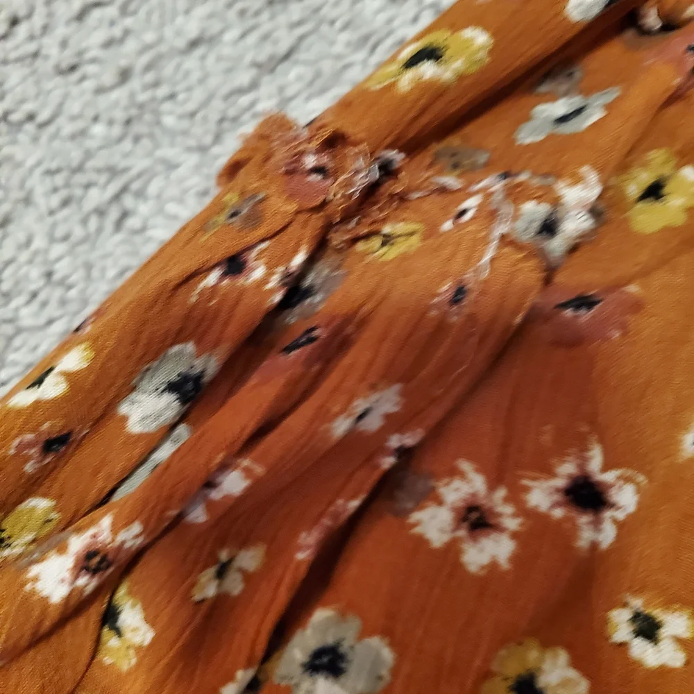 Millibon Floral Mini Dress in Orange and White - Picture 5 of 8